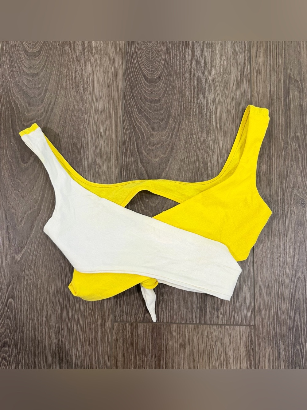 Lisa Marie Fernandez Yellow & White Cross-Front bikini top 1 XS